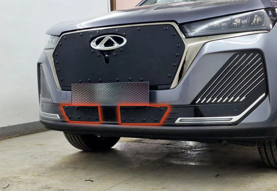 Зимняя заглушка радиатора к съемной сетке низ 2 части для Chery Tiggo 7 Pro Max I Рестайлинг