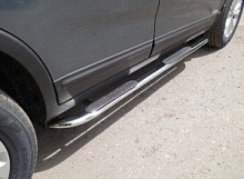 Пороги овальные гнутые с накладкой 75х42 мм для Kia Sorento II Рестайлинг