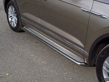 Пороги с площадкой (нерж. лист) 42,4 мм для Volkswagen Touareg III Рестайлинг