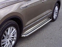 Пороги с площадкой (нерж. лист) 60,3 мм для Volkswagen Touareg III Рестайлинг
