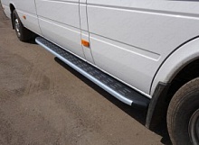 Порог алюминиевый с пластиковой накладкой карбон 2220 мм для Mercedes-Benz Sprinter Classic (W909) I