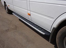 Порог алюминиевый с пластиковой накладкой карбон 2220 мм для Mercedes-Benz Sprinter Classic (W909) I